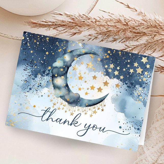 Over The Moon Baby Shower Folded Thank You Card Tack Kort (Skapare uppladdad)