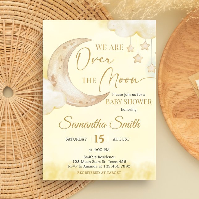 Over the Moon Baby Shower  Inbjudningar (Over the Moon Baby Shower Invitation)