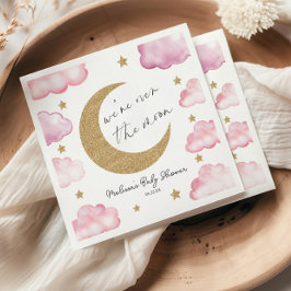 Over The Moon Celestial Pink Clouds Baby Shower Pappersservett