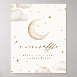 Over the Moon Diaper Raffle Sign Poster