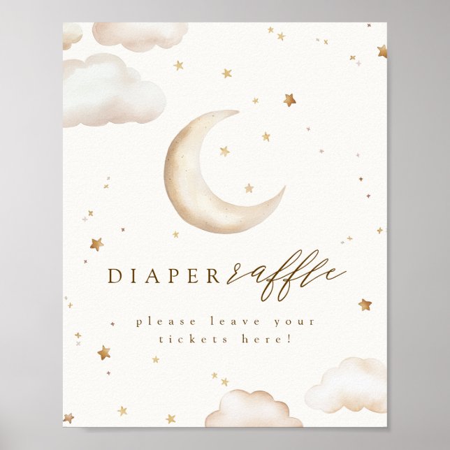 Over the Moon Diaper Raffle Sign Poster (Framsidan)