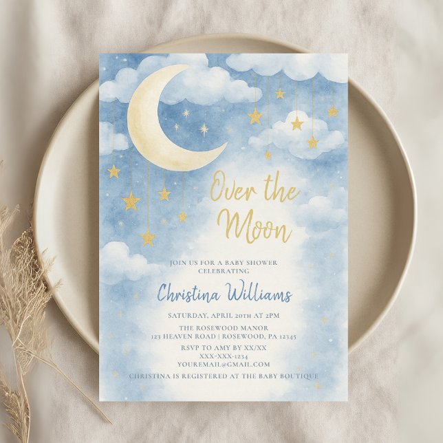 Over the Moon for Baby Shower Invitation Inbjudningar (Skapare uppladdad)