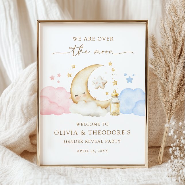Over the Moon Gender Reveal Party Welcome Poster (Skapare uppladdad)
