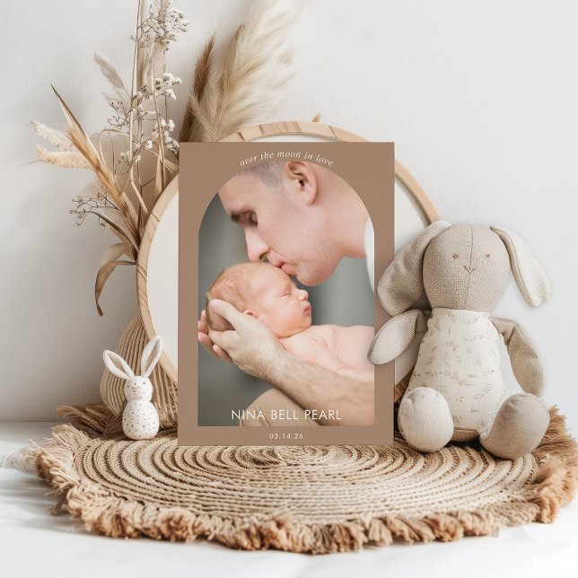 Over the Moon in Love Photo Baby Announcement Card Inbjudningar (Skapare uppladdad)