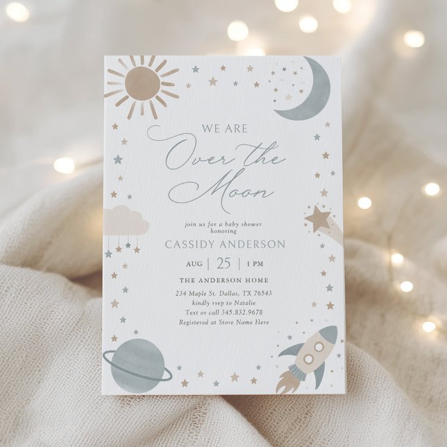 Over the Moon Outer Space Baby Shower Inbjudningar (Skapare uppladdad)