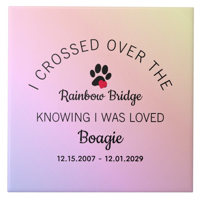 Over The Rainbow Bridge Custom Pet Memorial Kakelplatta (Framsidan)