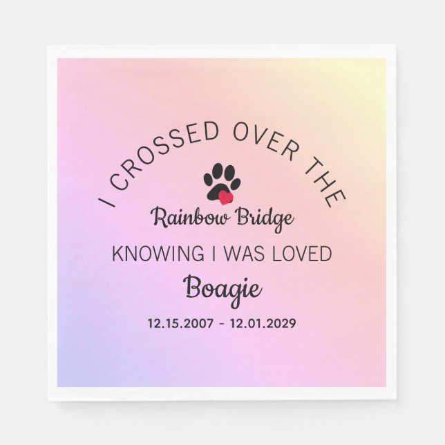 Over The Rainbow Bridge Custom Pet Memorial Pappersservett (Framsidan)