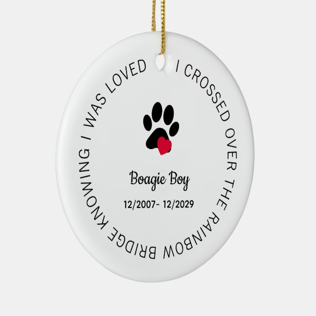 Over The Rainbow Bridge Personalized Pet Memorial Julgransprydnad Keramik (Höger)