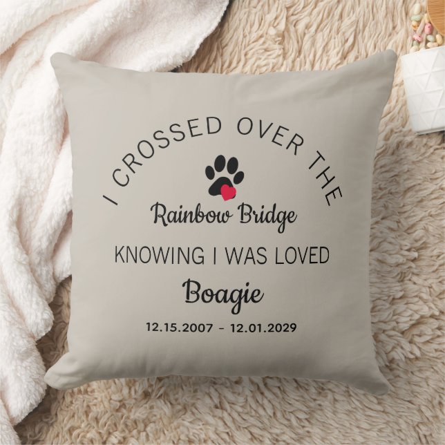 Over The Rainbow Bridge Photo Pet Memorial Beige Kudde (Filt)