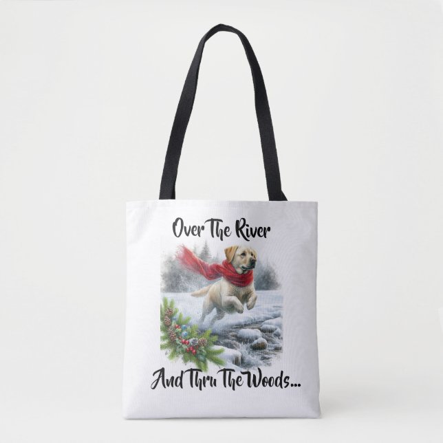 Over The River Labrador Retriever Christmas Tote Tygkasse (Framsida)