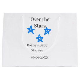 Over the Stars blue gray baby shower name date ele