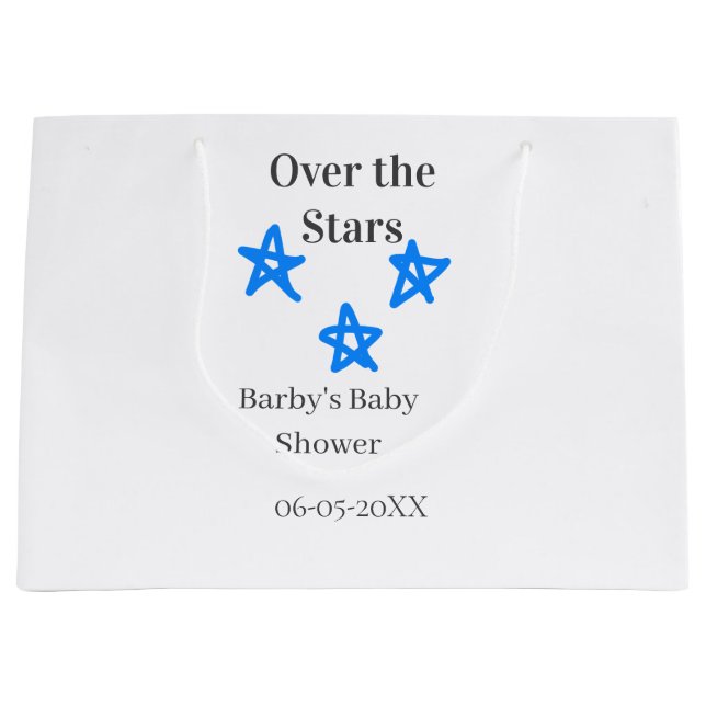 Over the Stars blue gray baby shower name date ele (Framsidan)