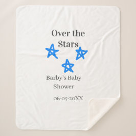 Over the Stars blue gray baby shower name date ele