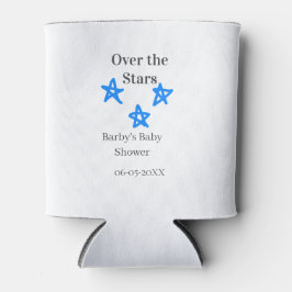 Over the Stars blue gray baby shower name date ele
