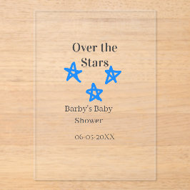 Over the Stars blue gray baby shower name date ele