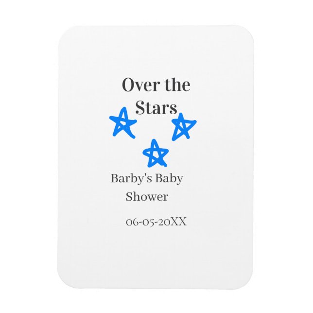 Over the Stars blue gray baby shower name date ele Magnet (Vertikal)