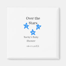 Over the Stars blue gray baby shower name date ele Magnet