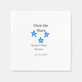 Over the Stars blue gray baby shower name date ele Pappersservett