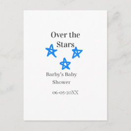 Over the Stars blue gray baby shower name date ele Vykort