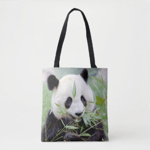 Över till väskan. Fotogigantisk panda, pandasame Tygkasse
