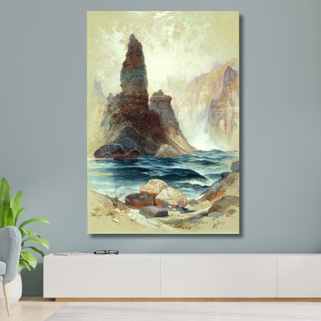 Över Torn Falls, Moran, 1872 Canvastryck (Skapare uppladdad)