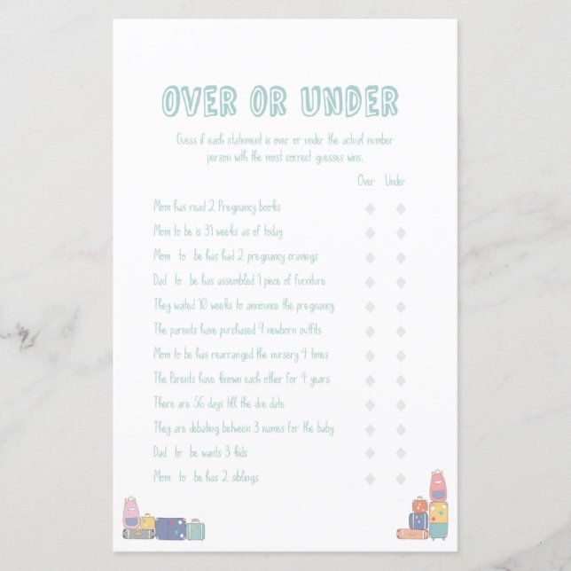 Över under Äventyr babyvisningsspel (Framsida)