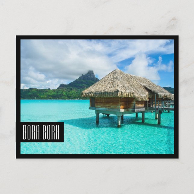 Över-vatten bungalow Bora Bora Black ram vykort (Framsida)