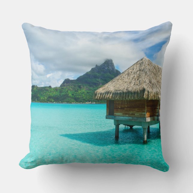 Över-vatten bungalow, Bora Bora dekorativ kudde (Framsida)