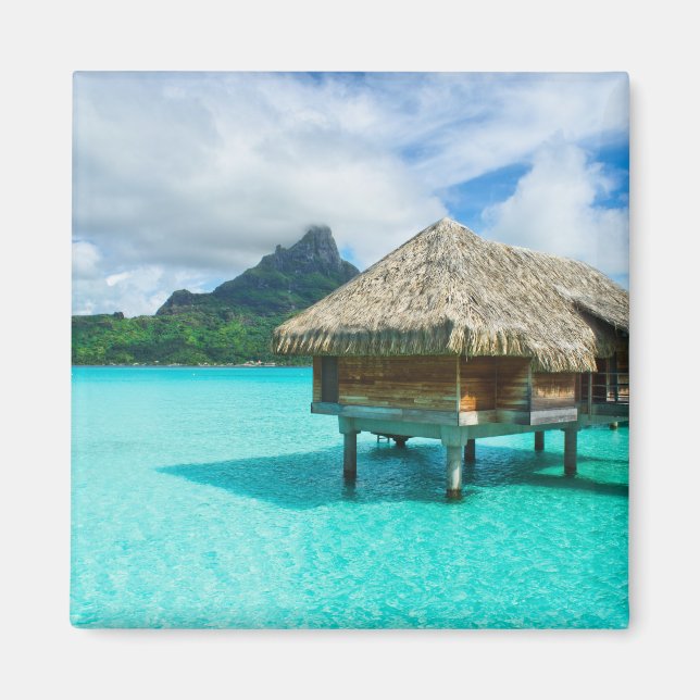 Över vatten bungalow, Bora Bora magnet (Framsidan)