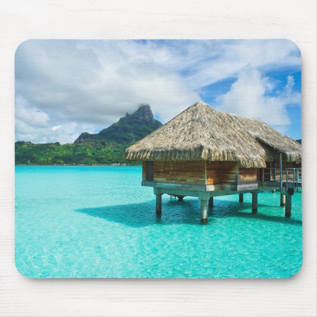 Över-vatten bungalow, Bora Bora mousepad Musmatta (Framsidan)