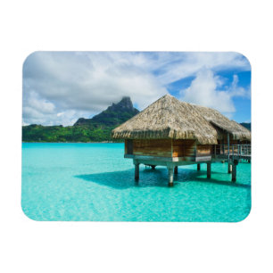 Över-vatten bungalow, Bora Bora rektangulär magn Magnet