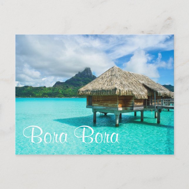Över vatten, bungalow, Bora Bora-vykort Vykort (Framsida)