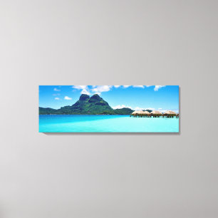 Över vattenbungalower i Bora Bora Canvastryck