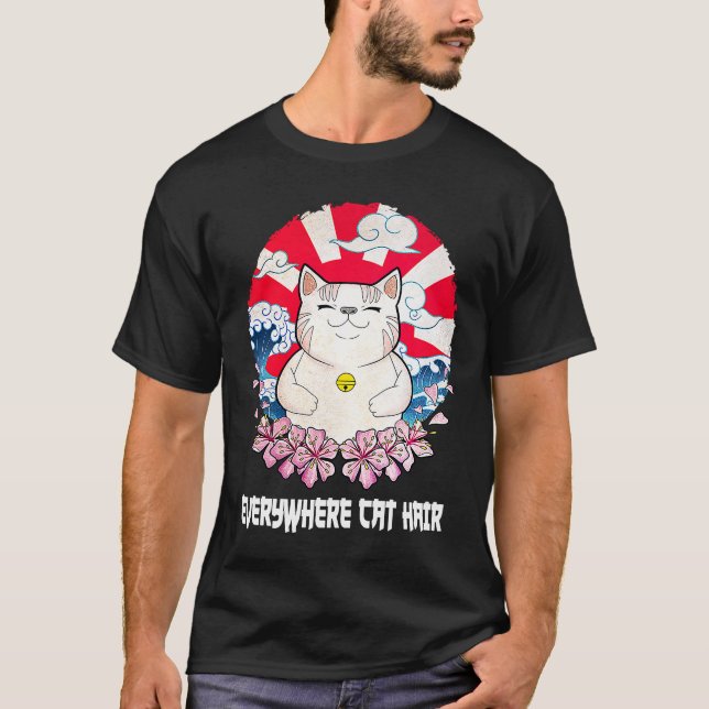 Överallt Kat Hair Cat Kitten Humor Cat Mamma 2 T Shirt (Framsida)