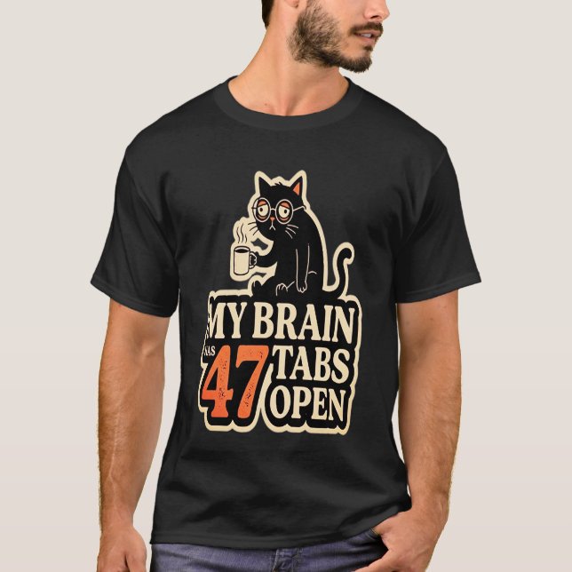 Överanalyserande Katt Roligt Meme T-Shirt (Framsida)