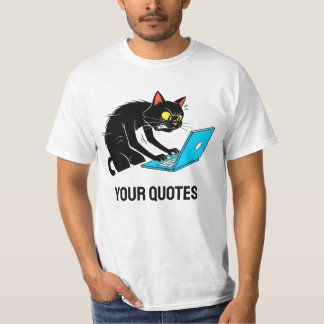 Överarbetad katt som skriver på bärbar dator t shirt