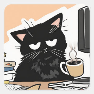 Överarbetade och överbelagda koffeinerade fyrkantigt klistermärke