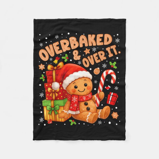 Overbaked And Over It Christmas Cookies Gingerbrea Fleecefilt (Framsidan)