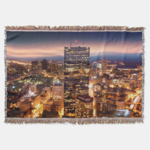 Överblick av Boston på natten Filt