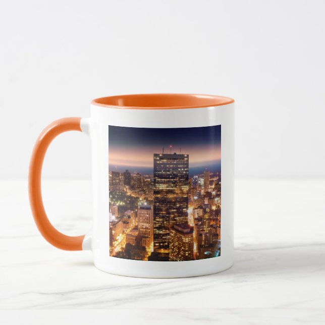 Överblick av Boston på natten Mugg (Vänster)