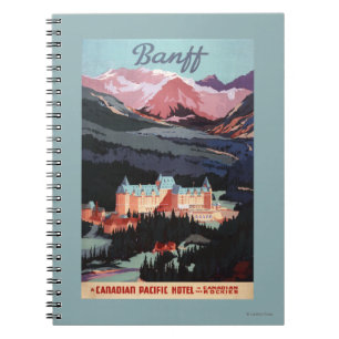 Överblick av den Banff Springs Hotel affischen Anteckningsbok Med Spiral