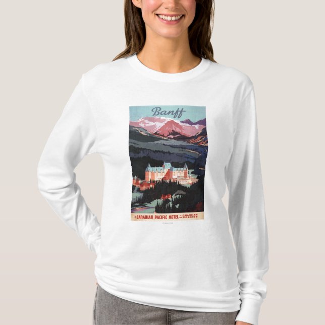 Överblick av den Banff Springs Hotel affischen Tee Shirt (Framsida)