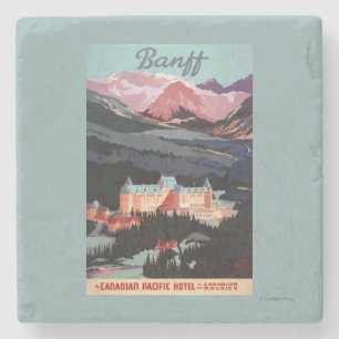 Överblick av den Banff Springs Hotel affischen Underlägg Sten