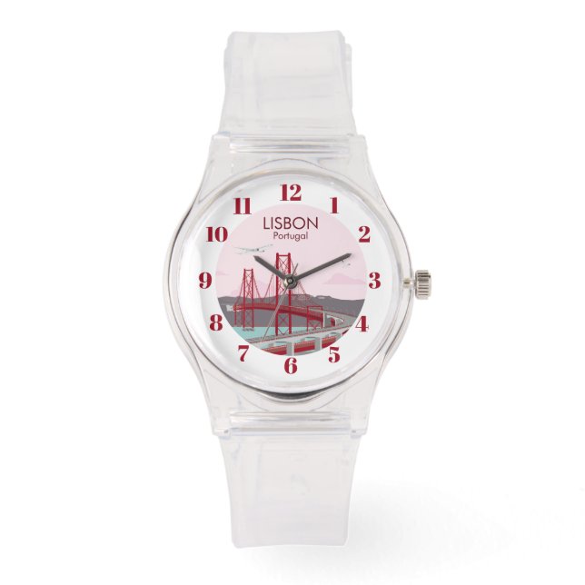 Överbron över floden Tagus i vintage stil Armbandsur (Framsida)