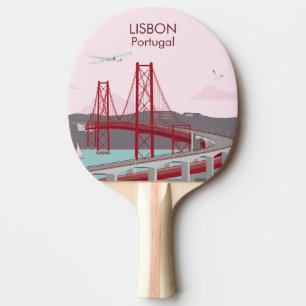 Överbron över floden Tagus i vintage stil Pingisracket