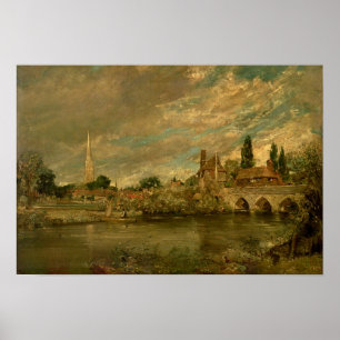 Överbrygga av Harnham och den Salisbury domkyrkan Poster