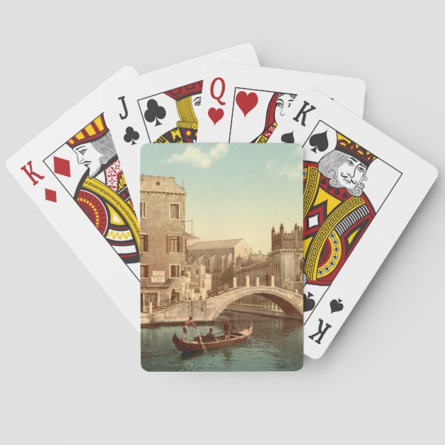 Överbrygga och kanalen, Venedig, italien Kortlek (Baksidan)
