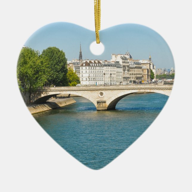 Överbrygga över floden Seine i Paris, frankrike Julgransprydnad Keramik (Framsidan)