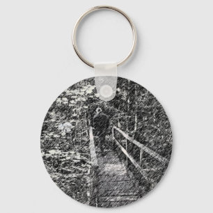 Överbrygga till och med skogen Keychain Nyckelring