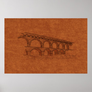 Överbryggar: Pont Du Gard, frankrike Poster